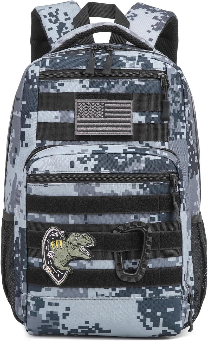 SunForMorning Kids Tactical Backpack Army Molle Bookbag Military Boys Backpack for School, Outdoor, Camping, Black Digital CM - Image 1